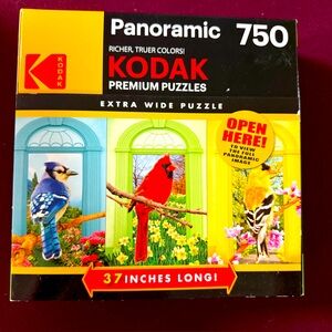 Kodak The Aviary 750 Pc Panoramic  Puzzle Cardinals Blue Jay Robin Goldfinch
